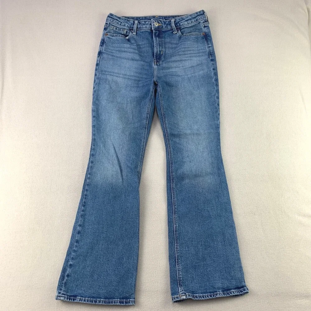 Old Navy Extra High Rise Flare Jeans Women 8 Blue Denim Secret Smooth Pockets